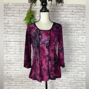 Vintage Whimsigoth Purple Patchwork 3/4 Sleeve